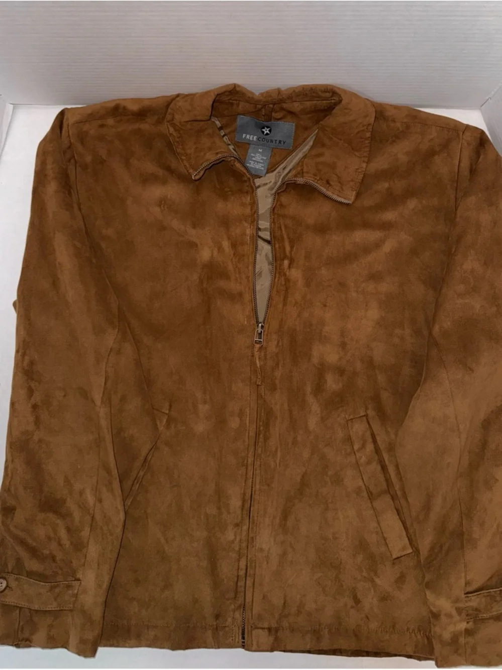 Free Country Men's Tan Suede Zip-Front Shirt Jacket - Picture 6 of 7